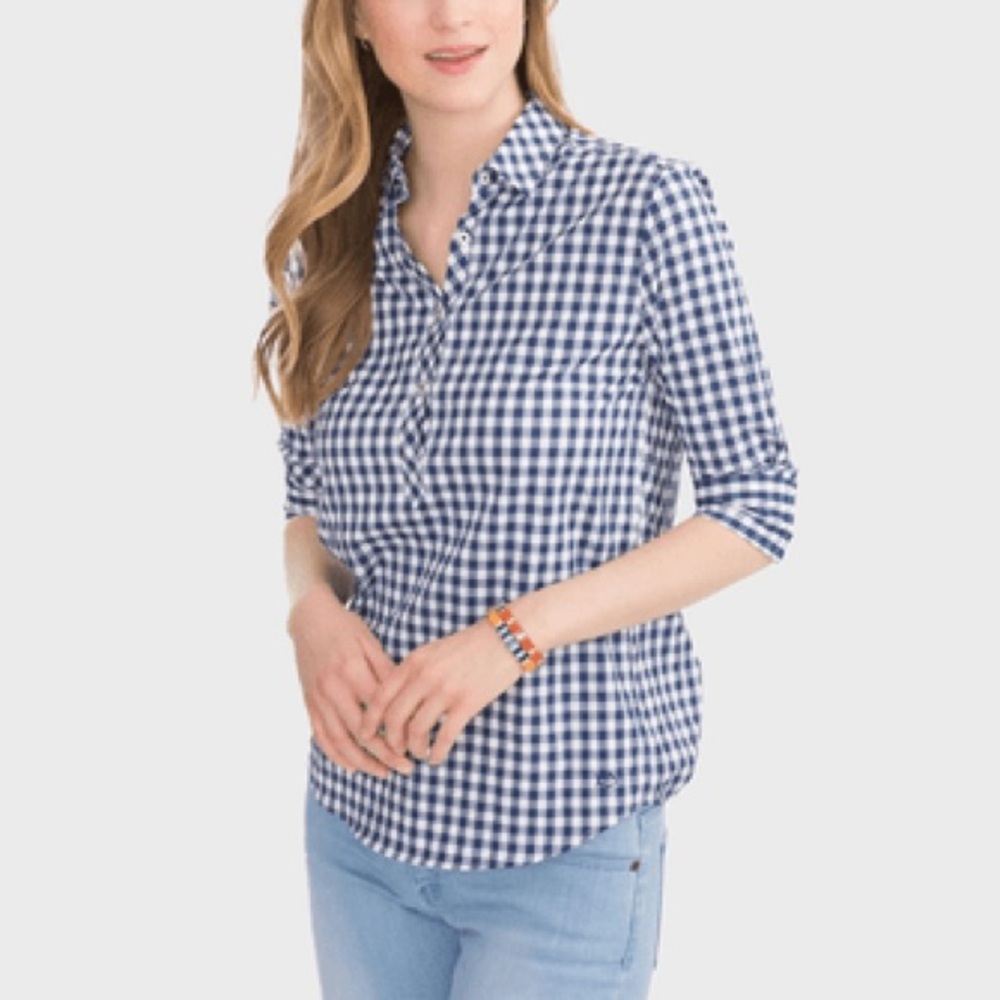 NWT. Southern Tide. Women’s gameday popover in navy gingham. UPF 50+
